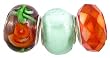 Pandora Style Three (3) Piece Charm Bead Set (Z213) - Murano Style Glass and Faceted Glass (Fits Troll too) ~ Green and Orange