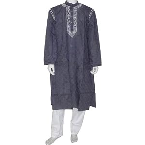 Buy 100 Cotton Clothing Mens Embroidered Kurta Pajama Size L Chest :44 by ShalinCraft