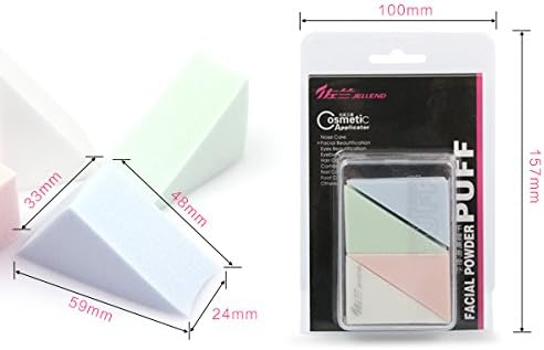 Jellend 4pcs Colorful Triangle Facial Makeup Puffs with Transparent Plastic Box