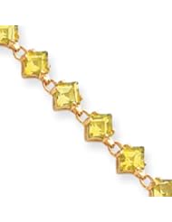 14k Gold Completed Diamond-Shaped Fancy Peridot Bracelet