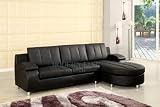 Contemporary Black Leather Sectional Sofa