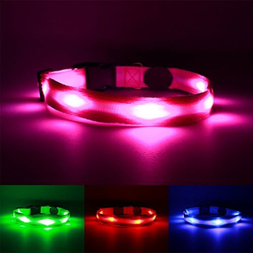 Illumapets LED Dog Collar For High Visibility - Large Pink