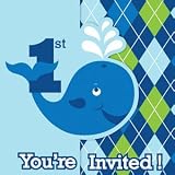 Ocean Preppy Boy 1st Birthday Party Invitations
