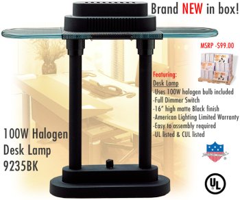 American Lighting 9235BK 100W Halogen Desk Lamp