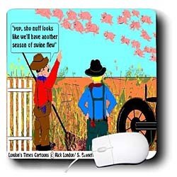 Londons Times Funny Animals Cartoons - Flying Pigs Swine Flu - Mouse Pads