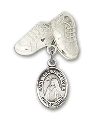 Sterling Silver Baby Badge with St. Teresa of Avila Charm and Baby Boots Pin
