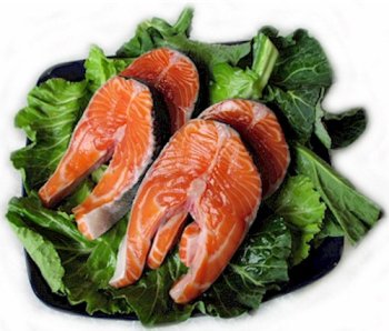 4 Fresh Cut Salmon Steaks by Charleston Seafood