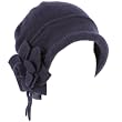 100% Wool Winter Cloche Crushable Foldable Bucket Flower Tassle Church Hat Navy