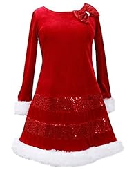 Girls Knee Length  Glittering Acrylic/Polyester/Satin/Spandex/Velvet  Dress With a Bow(s) and a Sash 
