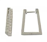 14k White Gold Geometric Diamond Earrings