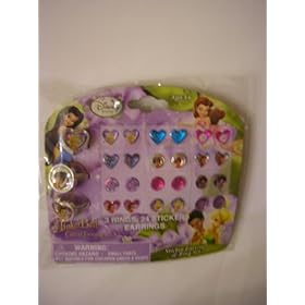  Disney Tinkerbell Sticker Stick-on Earrings & Rings ~27 Pc Set