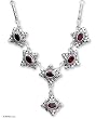 Garnet necklace, 'Stellar Sextet' 1" W 18" L
