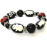 Linpeng Fiona Hand Painted Glass Beads Stretch Bracelet, Halloween
