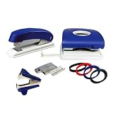Produkt-Bild: Schreibtisch-Set 4-teilig blau Locher,Tacker, Enthefter und Heftklammern
