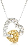 18k Two-Tone Gold Yellow and White Diamond Heart Pendant (1/4 cttw)