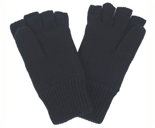 Strick-Handschuhe ohne Finger mit Futter schwarz S-XL