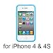 Blue Clear Hard Bumper Case Cover with Metal Buttons For Apple iPhone 4 S 4G 4S