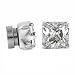Magnetic Clear Square Cut CZ .925 Sterling Silver Men Unisex Stud Earrings 4mm