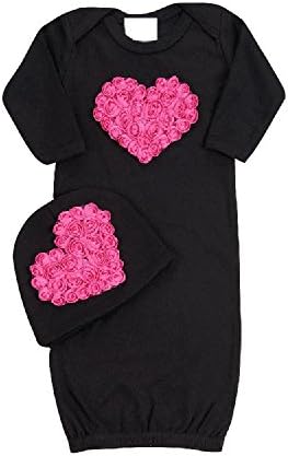 Lollipop Moon Baby-girl's Bundle of Love Black with Pink Heart 0-3 Months