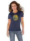 Golden State Warriors Navy Women's Primary Logo Tri Blend V Neck T-Shirt- by Alyssa Milano
