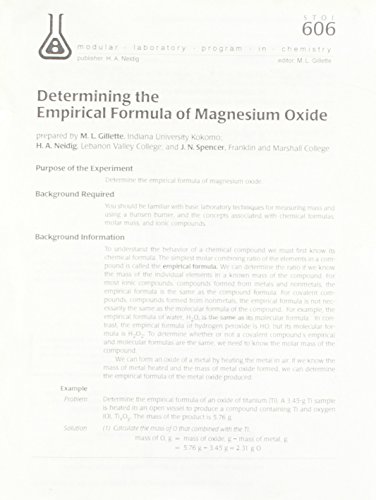 Determining the Empirical Formula of Magnesium Oxide