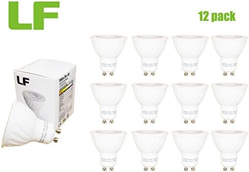 LF Pack of 12 Units,5W MR16 GU10 LED Bulbs,50W Halogen Bulbs Equivalent,Not Dimmable,350lm,Warm White,3000K,38° Beam Angle,CRI>85,Standard Size,Recessed Lighting,Track Lighting,Spotlight