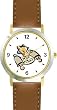 Torah Scroll with Star of David Judaica Jewish Theme - WATCHBUDDY&reg; DELUXE TWO-TONE THEME WATCH - Arabic Numbers - Brown Leather Strap-Women's Size-Small
