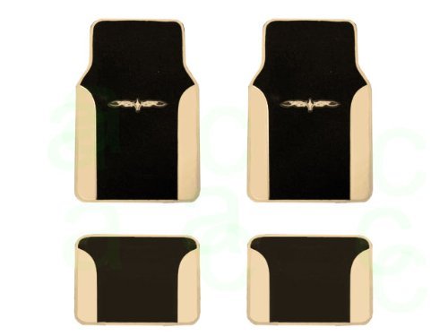 A Set of 4 Universal Fit Plush Carpet with Vinyl Trim Floor Mats For Cars / Trucks - Tribal Tan