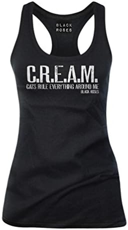 Black Roses Women's C.R.E.A.M. Cats Rule Everything Around Me Tank Top Small Black