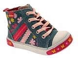 NEW CHILDRENS GIRLS KIDS DENIM PINK TRIM ZIP ANKLE BOOTS PUMPS CANVAS SHOES 4JNR-12