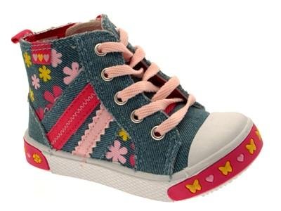 NEW CHILDRENS GIRLS KIDS DENIM PINK TRIM ZIP ANKLE BOOTS PUMPS CANVAS SHOES 4JNR-12