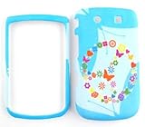 Blackberry Torch 9800 Peace Sign with Flowers on Blue Hard Case,Cover,Facep ....