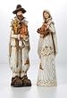 Set of 2 Harvest Collection White Wash Thanksgiving Pilgrim Figures 12"