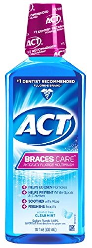 ACT Braces Care Anticavity Fluoride Mouthwash with Xylitol, Clean Mint 18 oz