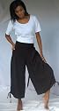 BLACK PANT CAPRI GAUCHO HAREM BELT POCKET FITS - S M L - T963S