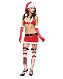 3Pc Sleigh Ride Santa With Velvet Bra And Garter Skirt Set And Belt