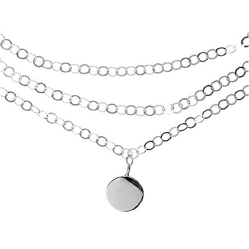 Sterling Silver Triple Graduated Chain Circle Pendant Necklace 16in