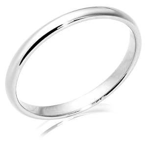 Womens 14k White Gold 2mm Traditional Wedding Band Ring,