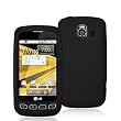 Electromaster(TM) Brand - Black Silicone Rubber Gel Soft Skin Case Cover for US Cellular LG Optimus U / Virgin Mobile LG Optimus V / Sprint LG Optimus S