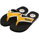 NFL Pittsburgh Steelers Contoured Flip Flops - Gold-Black (10/11)