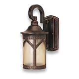 Globe Westwater One-Light Outdoor Downward Wall Sconce, Antique Bronze with Seeded Amber Globe #4018401