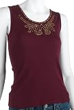 Kikit Womens U-Neck with Tiered Sequin and Metal Tank Top