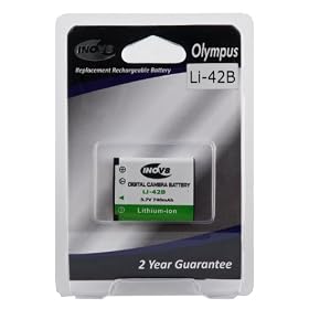 Inov8 Olympus Li-42B / LI 42B Replacement Digital Camera Battery 740mAh 3.7v Li-ion 2 year warranty