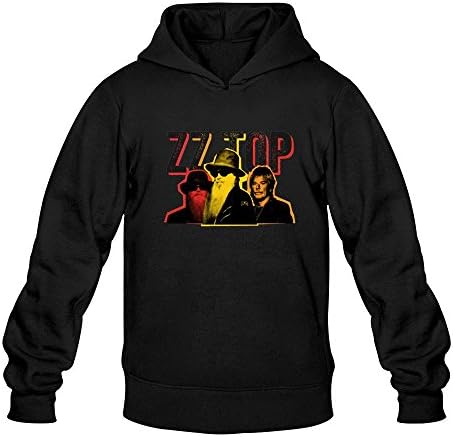 DWDHX Mens Casual ZZ Top Poster Graphic Print Style Hoodies Black