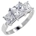 Sterling Silver Square Cut Cz Trio Promise Ring