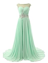 Sophisticated A-line Full Length Chiffon Short Sleeves Lace Illusion Evening Dress/Prom Dress  with a Brush/Sweep Train 