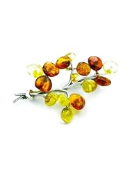 Lovely 925 Sterling Silver & Baltic Amber Brooch - SilverAmber Jewellery 4047
