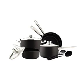 Cook's Select Hard-Anodized 10-Piece Cookware Set plus Utensils by Cook's Select
