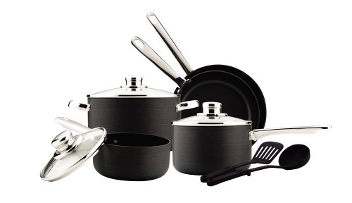Cook's Select Hard-Anodized 10-Piece Cookware Set plus Utensils