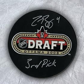 ZACH BOGOSIAN 2008 NHL Draft Day Puck Autographed w/ 3rd Pick Inscription